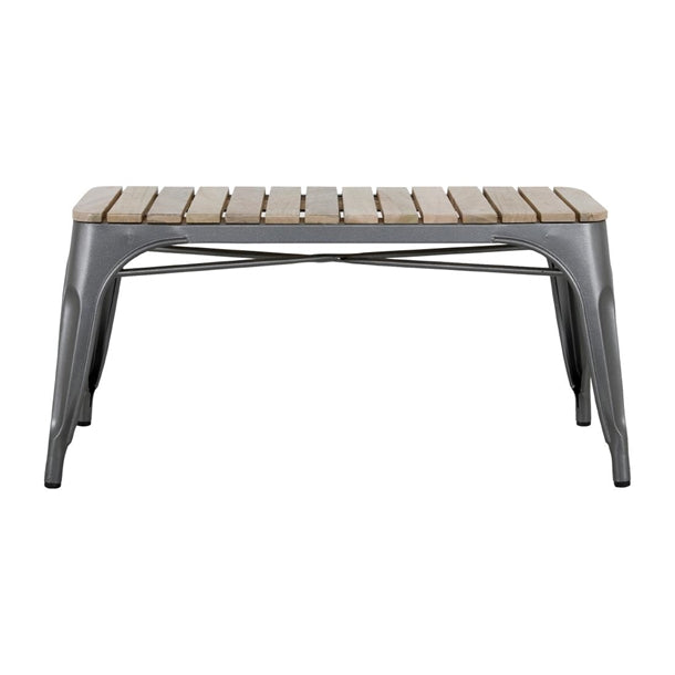 Bolero Bistro Indoor Bench Slatted Mango Wood & Gunmetal Frame 850mm (2 Pack) hz817