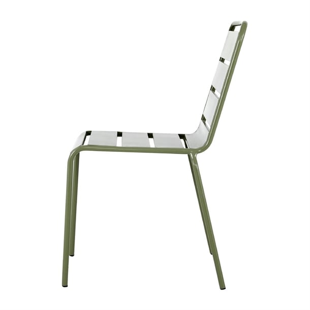 Bolero Amalfi Slatted Steel Side Chairs Olive Green (4 Pack) hz818