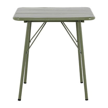 Bolero Amalfi Square Slatted Steel Folding Table Olive Green 700mm hz820