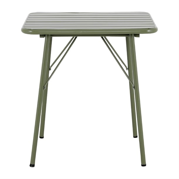 Bolero Amalfi Square Slatted Steel Folding Table Olive Green 700mm hz820