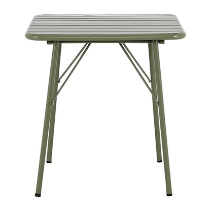 Bolero Amalfi Square Slatted Steel Folding Table Olive Green 700mm hz820