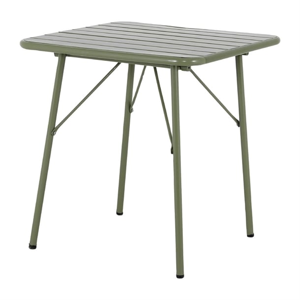 Bolero Amalfi Square Slatted Steel Folding Table Olive Green 700mm hz820