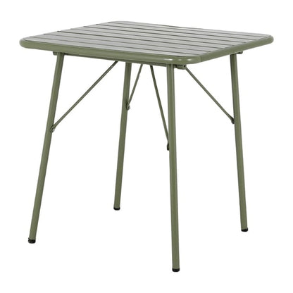 Bolero Amalfi Square Slatted Steel Folding Table Olive Green 700mm hz820