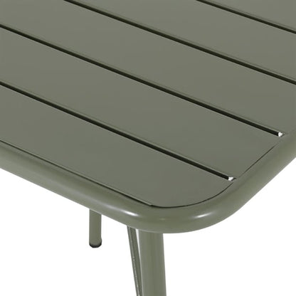 Bolero Amalfi Square Slatted Steel Folding Table Olive Green 700mm hz820