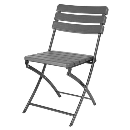 Bolero Folding Chairs Grey Wood Effect (2 Pack) hz891