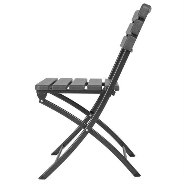 Bolero Folding Chairs Grey Wood Effect (2 Pack) hz891
