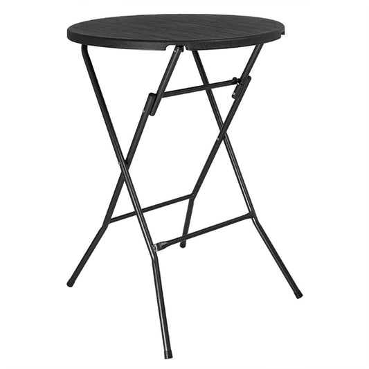 Bolero Folding HDPE Bar Table Wood Effect Black 800mm hz892