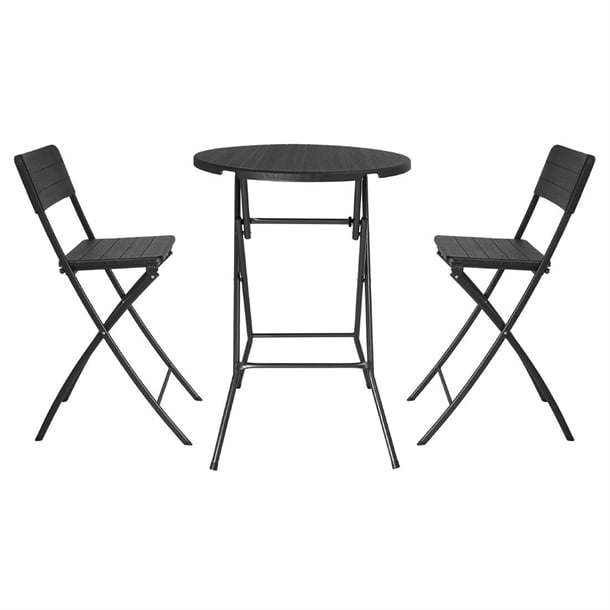Bolero Folding HDPE Bar Table Wood Effect Black 800mm hz892