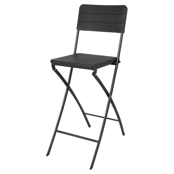 Bolero Folding Bar Chairs Black Wood-Effect (2 Pack) hz893