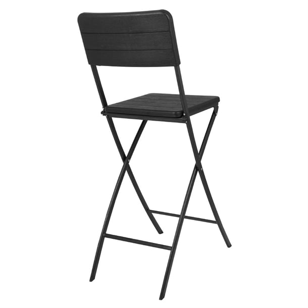 Bolero Folding Bar Chairs Black Wood-Effect (2 Pack) hz893