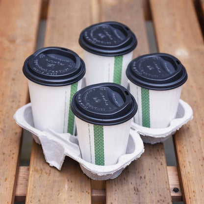 Vegware Moulded Pulp Fibre Splitable 4-Cup Carry Trays (160 Pack) hz938