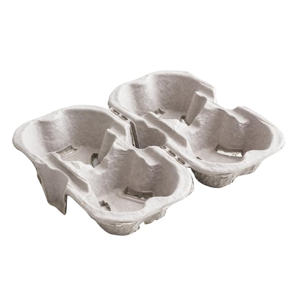 Vegware Moulded Pulp Fibre Splitable 4-Cup Carry Trays (160 Pack) hz938