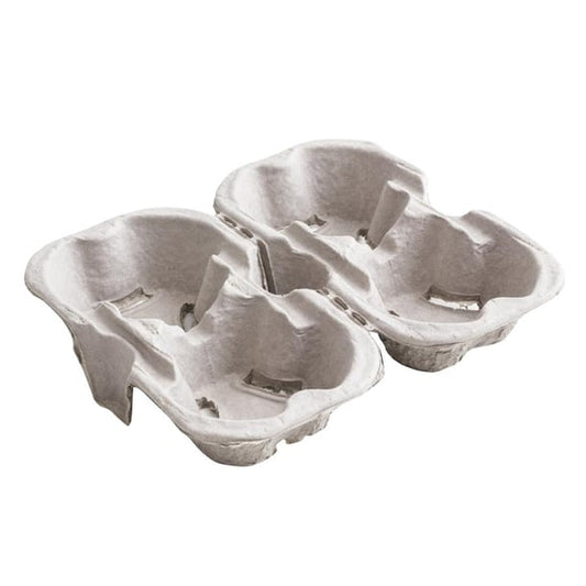 Vegware Moulded Pulp Fibre Splitable 4-Cup Carry Trays (160 Pack) hz938