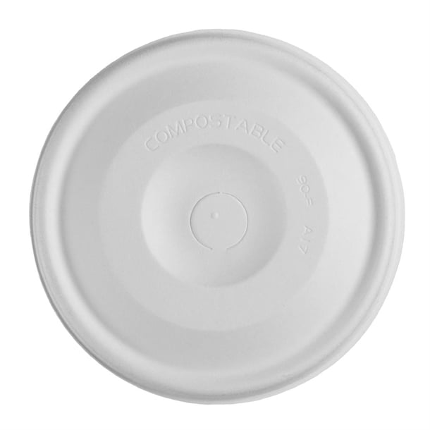 Vegware Nourish Moulded Fibre Cold Cup Flat Lids with Hole 89-Series (1000 Pack) hz944