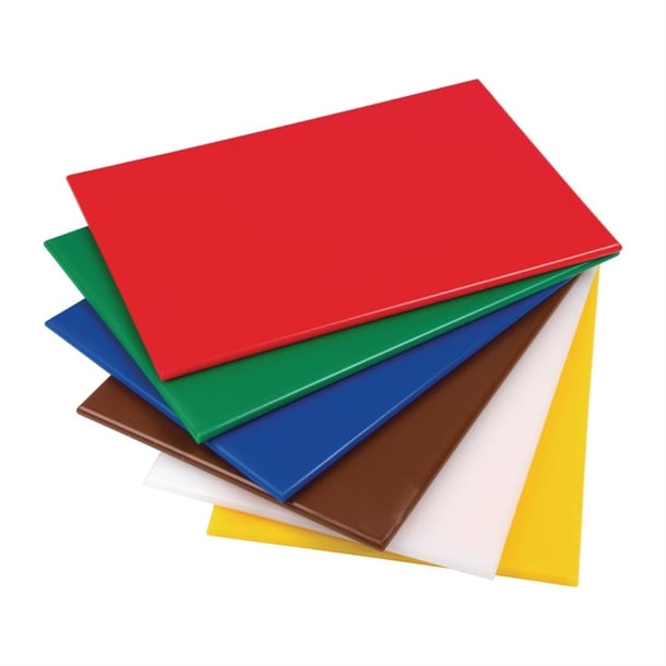 Hygiplas High Density 6-Piece Chopping Board Set with Rack 455x305x24mm s239