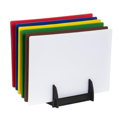 Hygiplas Low Density 6-Piece Chopping Board Set with Rack 450x300x10mm j258