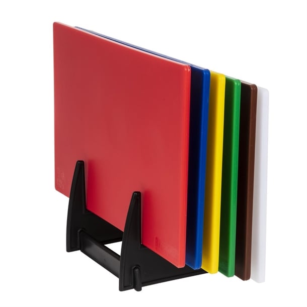 Hygiplas Low Density 6-Piece Chopping Board Set with Rack 450x300x10mm j258