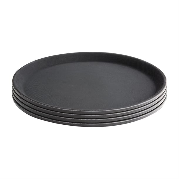 Bulk Buy Olympia Kristallon Polypropylene Round Non-Slip Trays (6 Pack) s658