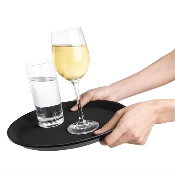 Olympia Kristallon Polypropylene Round Non-Slip Tray Black p_c556