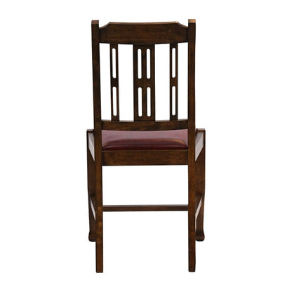 Lattice Back Dining Chairs in Vintage Wood with Bison Bordeaux Seat (6 Pack) ja283