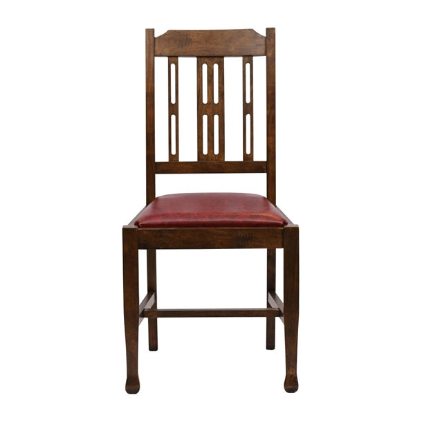Lattice Back Dining Chairs in Vintage Wood with Bison Bordeaux Seat (6 Pack) ja283