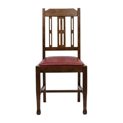 Lattice Back Dining Chairs in Vintage Wood with Bison Bordeaux Seat (6 Pack) ja283