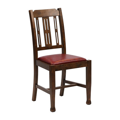 Lattice Back Dining Chairs in Vintage Wood with Bison Bordeaux Seat (6 Pack) ja283