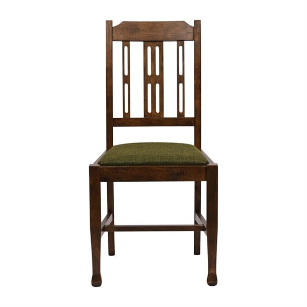 Lattice Back Dining Chairs in Vintage Wood with Shetland Forest Seat (6 Pack) ja284