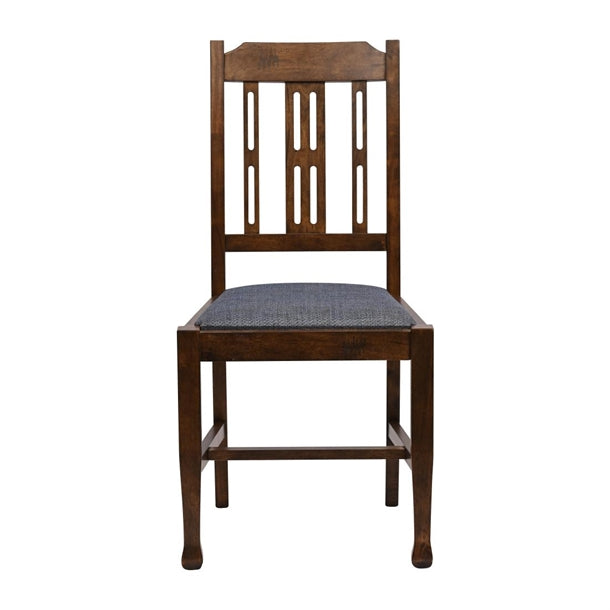 Lattice Back Dining Chairs in Vintage Wood with Shetland Sea Seat (6 Pack) ja287