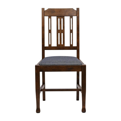 Lattice Back Dining Chairs in Vintage Wood with Shetland Sea Seat (6 Pack) ja287