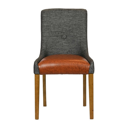 Bath Weathered Oak Dining Chairs with Smoke Back & Tan Seat (6 Pack) ja297