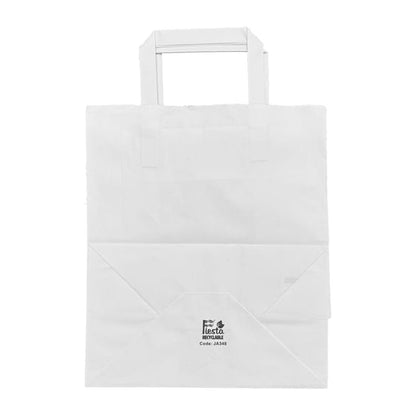 Fiesta Recyclable Flat Handle Paper Bags White (250 Pack) p_ja346
