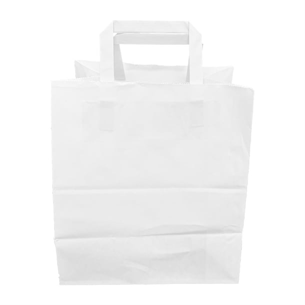 Fiesta Recyclable Flat Handle Paper Bags White (250 Pack) p_ja346