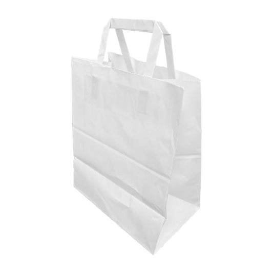 Fiesta Recyclable Flat Handle Paper Bags White (250 Pack) p_ja346