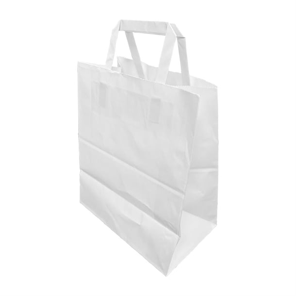 Fiesta Recyclable Flat Handle Paper Bags White (250 Pack) p_ja346