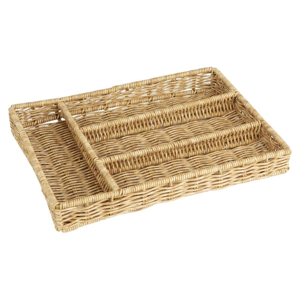Olympia Polywicker Cutlery Organiser Light Brown 340x250mm ja350
