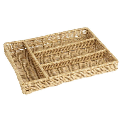 Olympia Polywicker Cutlery Organiser Light Brown 340x250mm ja350