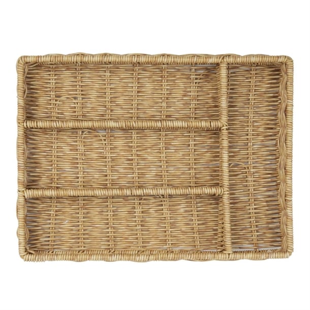 Olympia Polywicker Cutlery Organiser Light Brown 340x250mm ja350