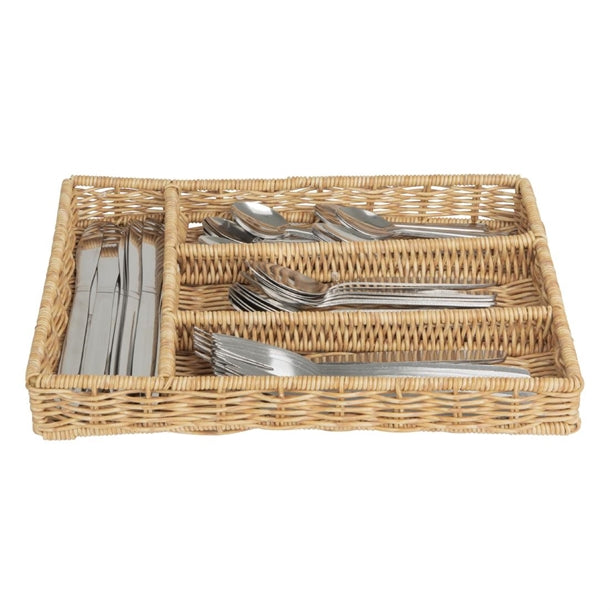 Olympia Polywicker Cutlery Organiser Light Brown 340x250mm ja350
