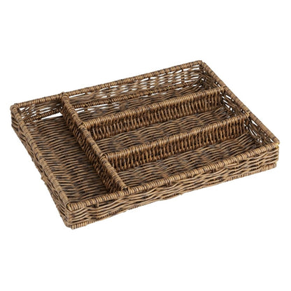 Olympia Polywicker Cutlery Organiser Dark Brown 340x250mm ja357