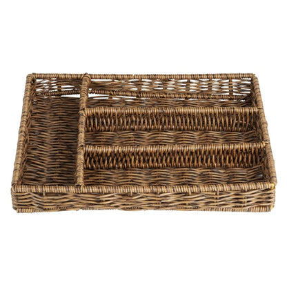Olympia Polywicker Cutlery Organiser Dark Brown 340x250mm ja357