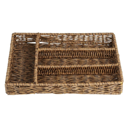 Olympia Polywicker Cutlery Organiser Dark Brown 340x250mm ja357