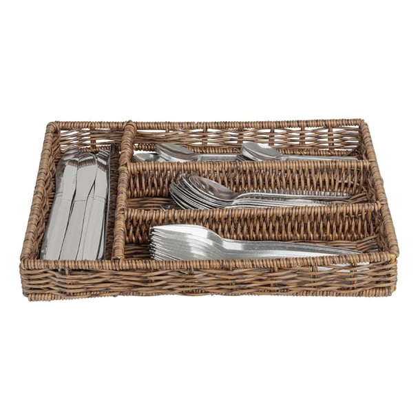 Olympia Polywicker Cutlery Organiser Dark Brown 340x250mm ja357