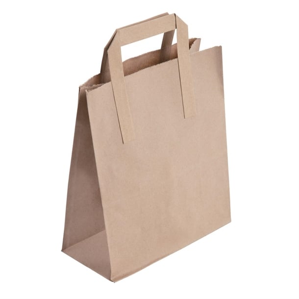 Fiesta Recyclable Flat Handle Paper Bags Brown (250 Pack) p_ja527