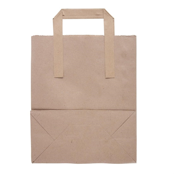 Fiesta Recyclable Flat Handle Paper Bags Brown (250 Pack) p_ja527