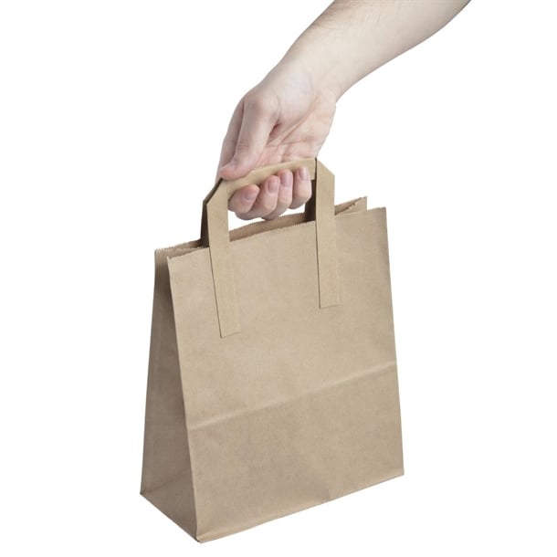 Fiesta Recyclable Flat Handle Paper Bags Brown (250 Pack) p_ja527
