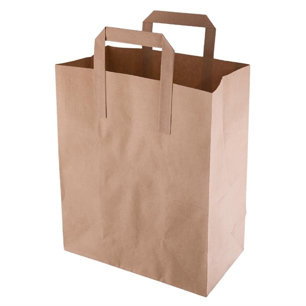 Fiesta Recyclable Flat Handle Paper Bags Brown (250 Pack) p_ja527