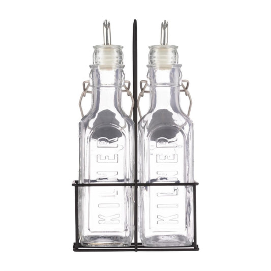 Kilner Oil Bottles and Metal Rack 300ml (2 Pack) ja611