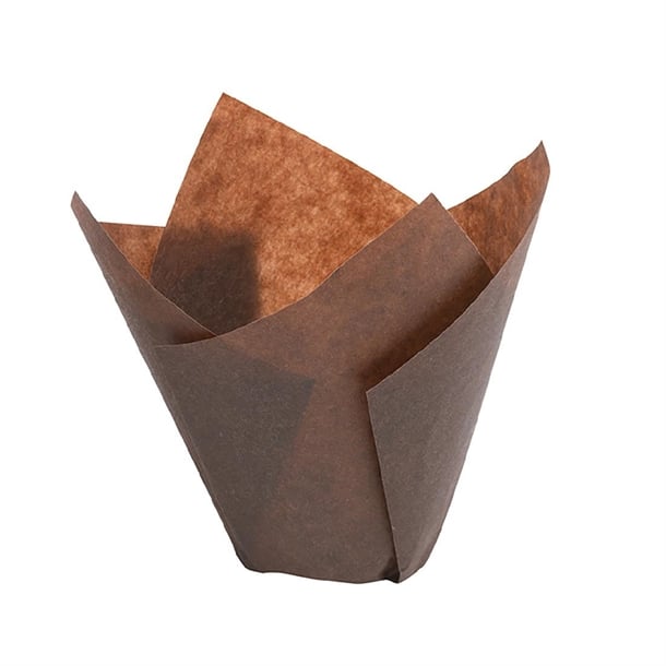 Matfer Bourgeat Tulip Muffin Cases Brown 80x50mm (200 Pack) ja618