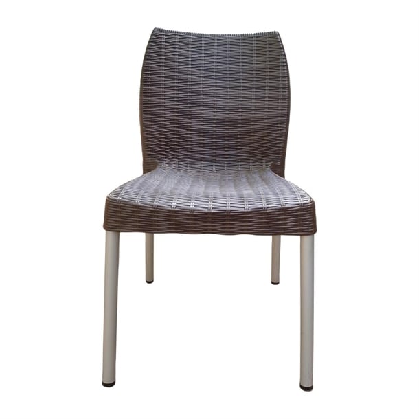Bolero Elements Polypropylene Rattan Side Chairs Dark Brown (4 Pack) ja914